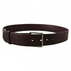 Cintura fibbia metallo logo argento pelle vitello marrone scuro - 9