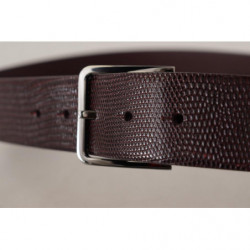 Cintura fibbia metallo logo argento pelle vitello marrone scuro - 9