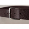 Cintura fibbia metallo logo argento pelle vitello marrone scuro - 9