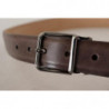 Cintura fibbia logo casual pelle marrone tono argento - 95 CM / 38