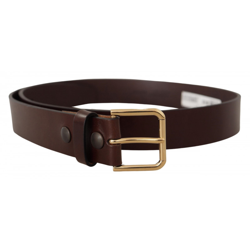 Cintura fibbia metallo color oro pelle lucida marrone - 90 CM / 36