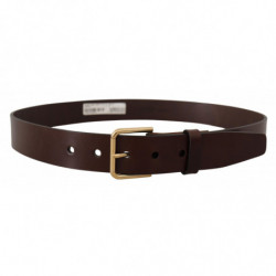 Cintura fibbia metallo color oro pelle lucida marrone - 90 CM / 36