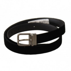Cintura fibbia metallo logo classico velluto nero inciso - 95 CM /