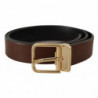 Cintura classica pelle marrone fibbia metallo color oro - 90 CM / 3