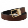 Cintura classica pelle marrone fibbia metallo color oro - 90 CM / 3