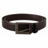 Cintura fibbia metallo tono argento pelle marrone - 90 CM / 36 INCHES