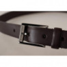 Cintura fibbia metallo tono argento pelle marrone - 90 CM / 36 INCHES