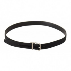 Cintura da uomo fibbia metallo tono argento tela nera - 95 CM / 38