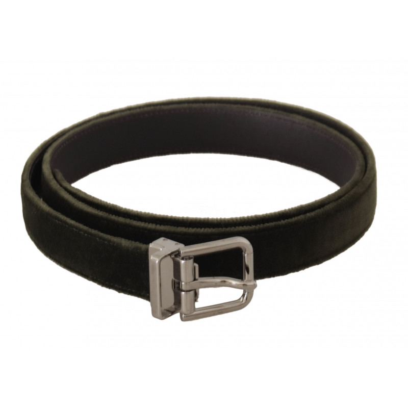 Cintura fibbia metallo tono argento velluto verde - 95 CM / 38 INCHES