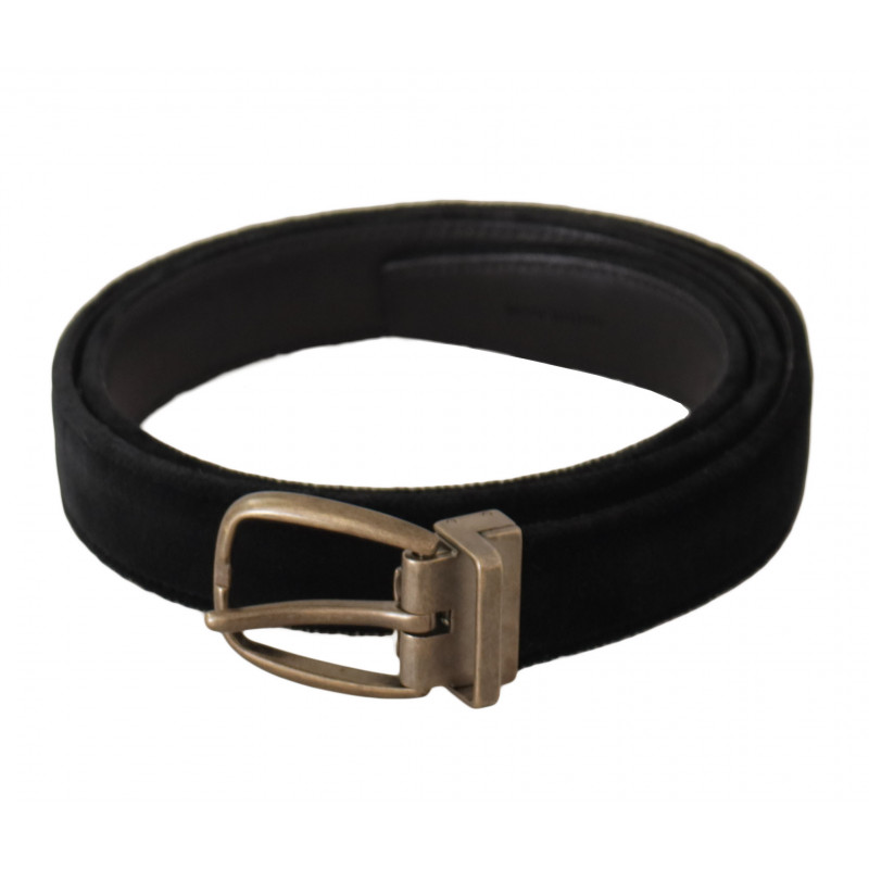Cintura nera fibbia metallo dorato velluto Alta Sartoria - 95 CM /