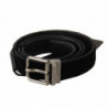 Cintura fibbia metallo tono argento cotone nero - 85 CM / 34 INCHES