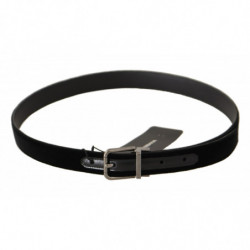Cintura fibbia metallo tono argento cotone nero - 85 CM / 34 INCHES