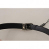 Cintura fibbia metallo tono argento cotone nero - 85 CM / 34 INCHES