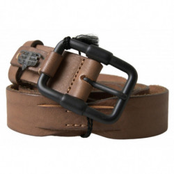 Cintura da uomo pelle marrone fibbia metallo - 95 CM / 38 INCHES