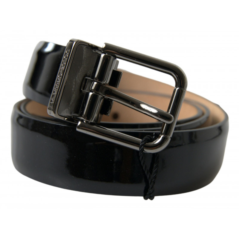 Cintura da uomo pelle vitello nera fibbia metallo - 75 CM / 30 INCHES