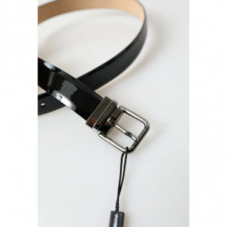 Cintura da uomo pelle vitello nera fibbia metallo - 75 CM / 30 INCHES