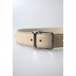 Cintura da uomo pelle beige fibbia metallo - 85 CM / 34 INCHES