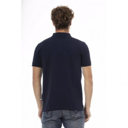 Polo chic in cotone blu con ricamo elegante - XL