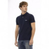 Polo chic in cotone blu con ricamo elegante - 4XL