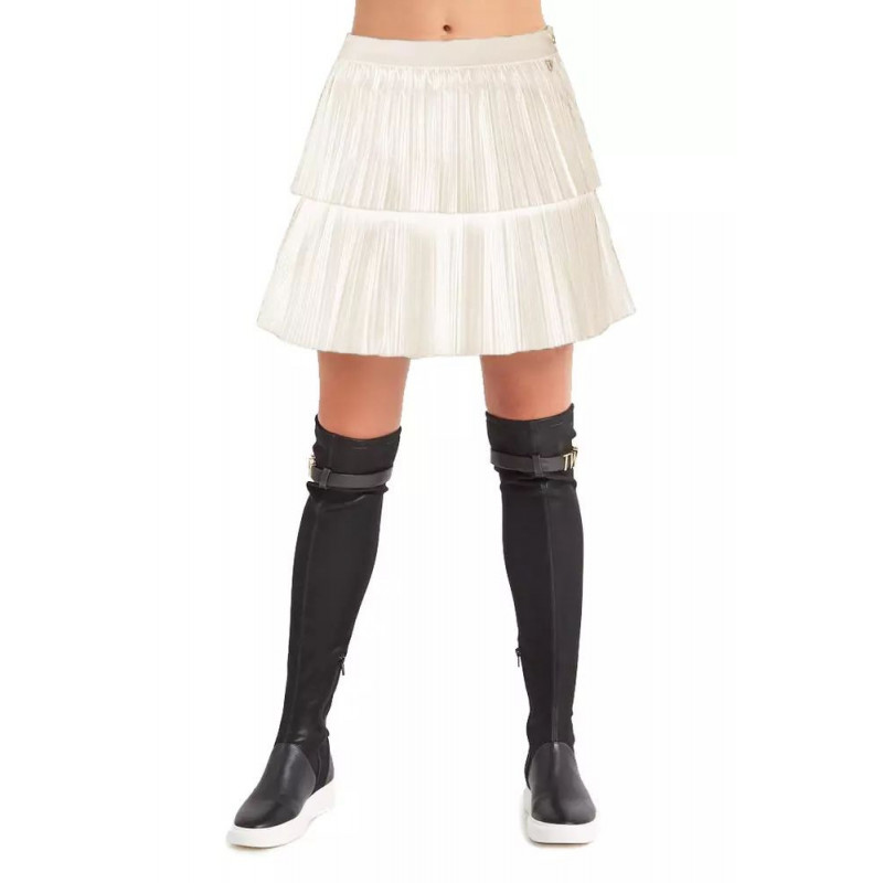Gonna in poliestere beige - L