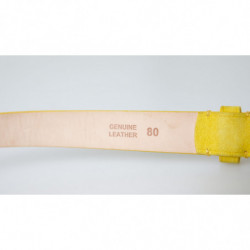 Cintura fibbia metallo argentato pelle scamosciata gialla - 80 CM /
