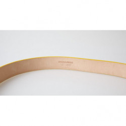 Cintura fibbia metallo argentato pelle scamosciata gialla - 80 CM /