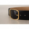 Cintura fibbia quadrata metallo dorato pelle nera - 75 CM / 30 INCHES