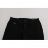 Jeans in denim slim fit a vita media con paillettes neri - W26