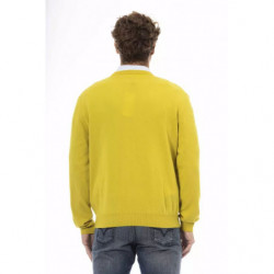 Elegante maglione in lana gialla con scollo a V - L