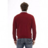 Classico maglione rosso in lana con scollo a V - L