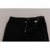Jeans skinny in denim a vita media decorati neri - W26