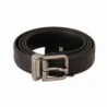 Cintura fibbia argentata pelle esotica nera - 105 CM / 42 INCHES