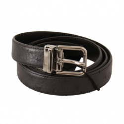Cintura fibbia argentata pelle esotica nera - 105 CM / 42 INCHES