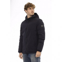 Elegante giacca con zip monogramma blu - M