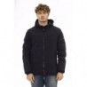 Elegante giacca con zip monogramma blu - L