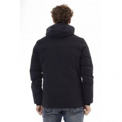 Elegante giacca con zip monogramma blu - L
