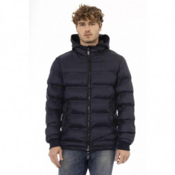 Elegante giacca con zip monogramma blu - 3XL