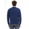 Elegante maglione in lana con scollo a V in blu - L