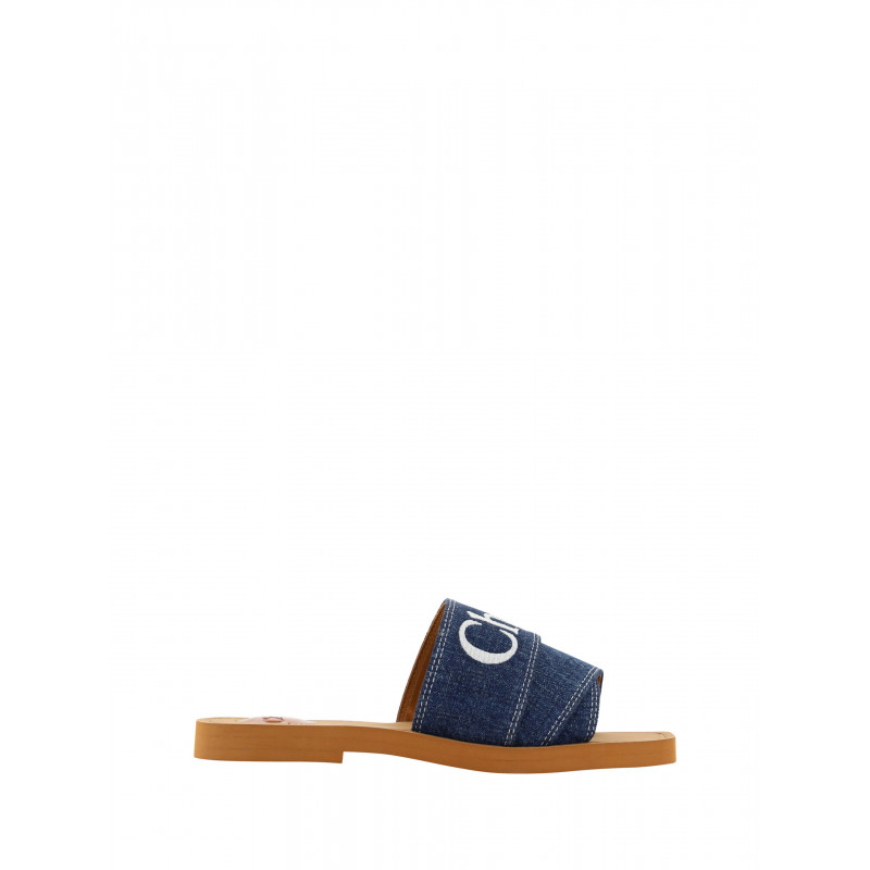Sandali Woody con diapositive in cotone blu denim - EU37/US7