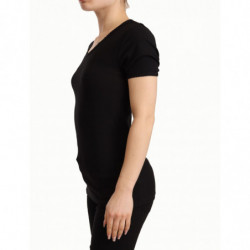 Top T-shirt a maniche corte girocollo in cotone nero - IT4 - L