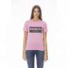 T-shirt girocollo in cotone rosa chic - M