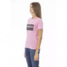 T-shirt girocollo in cotone rosa chic - M