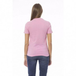 T-shirt girocollo in cotone rosa chic - M