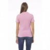 T-shirt girocollo in cotone rosa chic - M