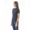 Elegante maglietta blu girocollo a maniche corte - S