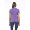 Elegante maglietta viola girocollo a maniche corte - S