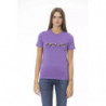Elegante maglietta viola girocollo a maniche corte - XL