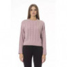 Elegante maglione girocollo in misto cashmere rosa - L
