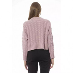 Elegante maglione girocollo in misto cashmere rosa - L