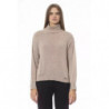 Elegante maglione beige con collo a vulcano - L